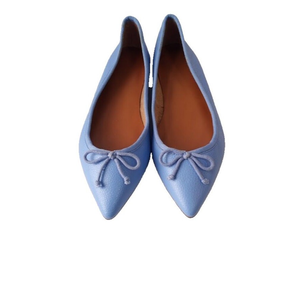 Women's Leather Pointed Toe Ballet Flats Blue Size 5.5M - Picture 3 of 12